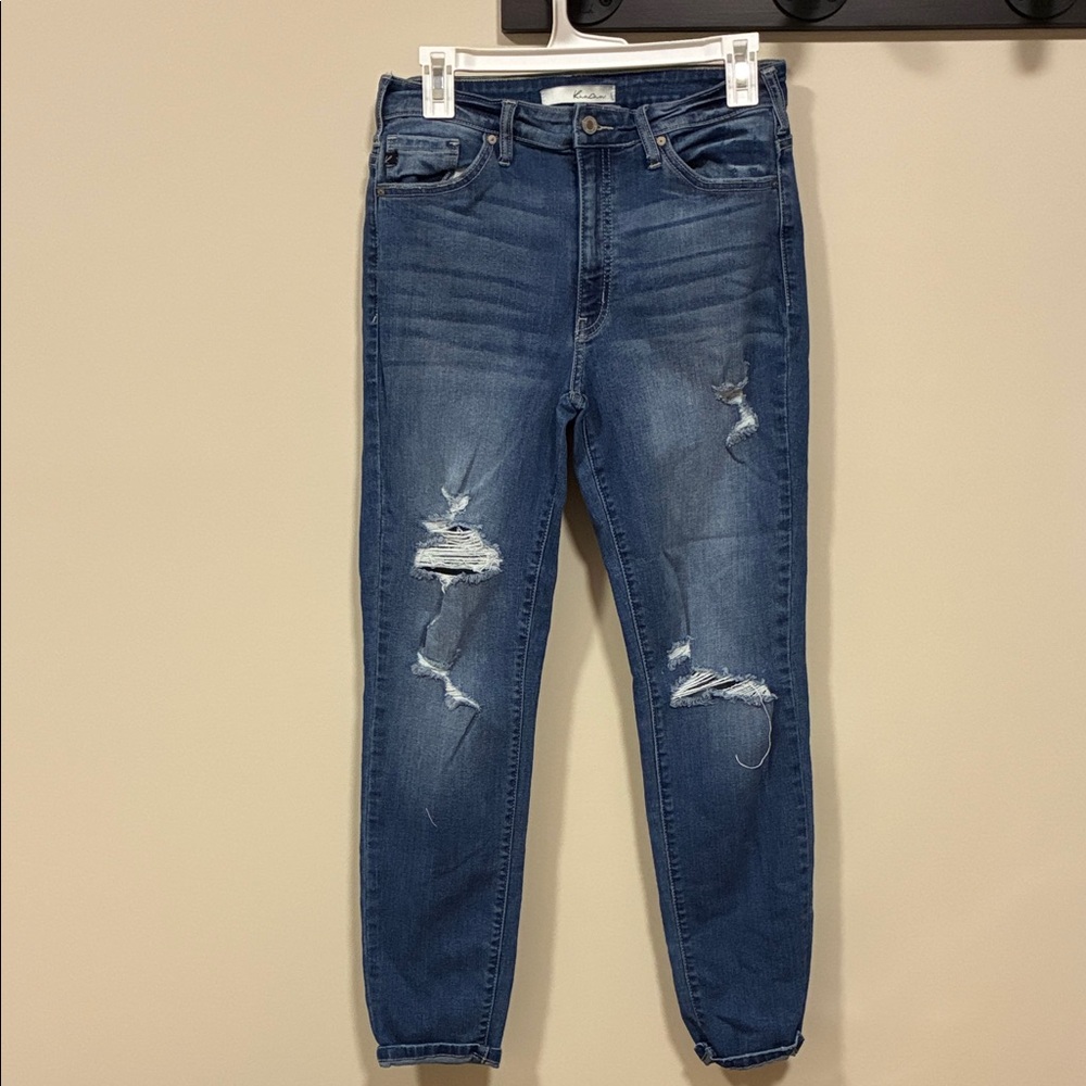 KanCan Dark Blue Distressed Skinny Jeans - Picture 1 of 7